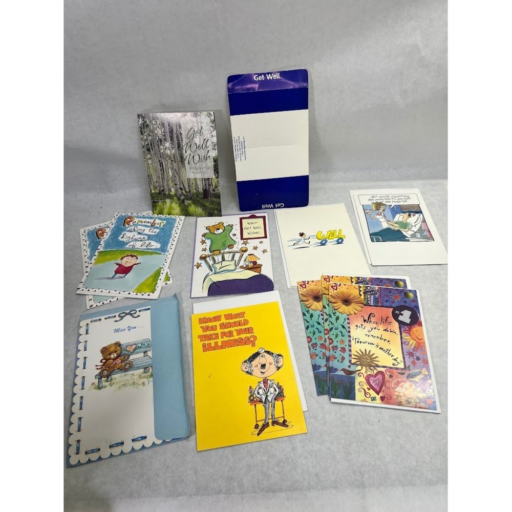 Vintage Get Well Soon Greeting Card Lot Assorted Humorous and Sentimental 12pc